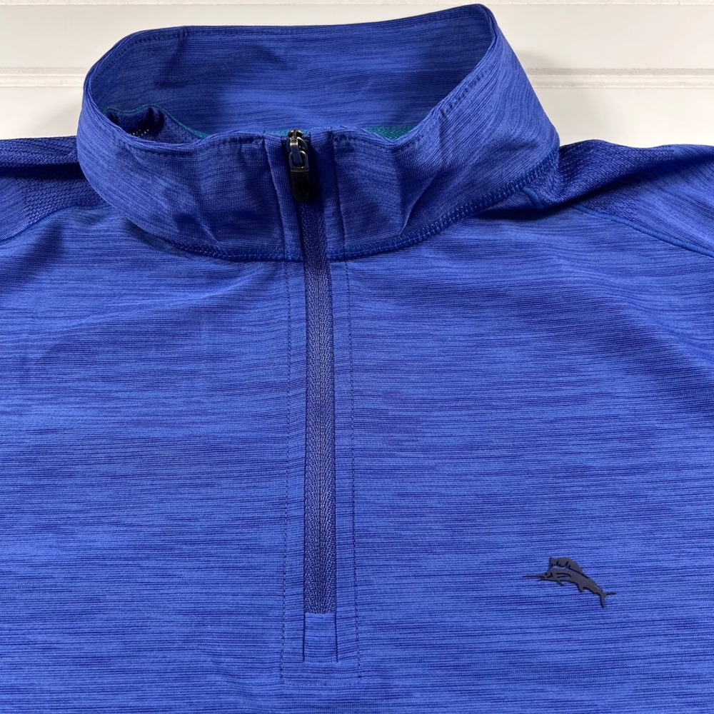 Tommy Bahama IslandZone 1/4 Zip Long Sleeve Pullover Mens M Blue Heathered Golf - Picture 3 of 14